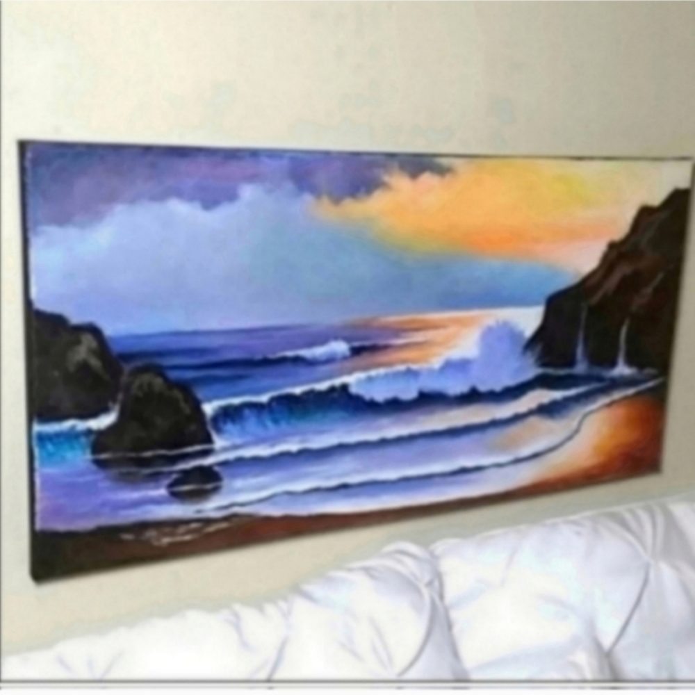 Ocean view Seashore painting gift acrylic on canvas original artist